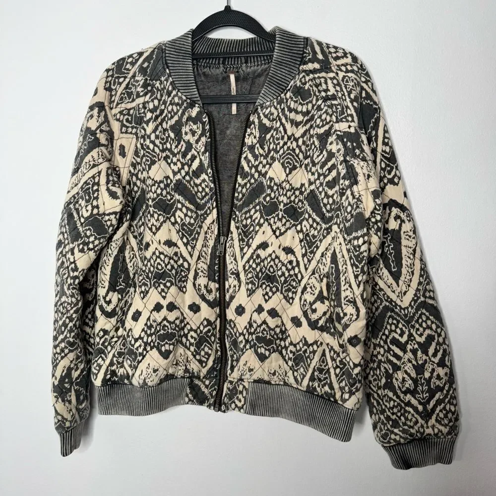 Free People Love Story Quilted Boho Bomber Jacket size XS